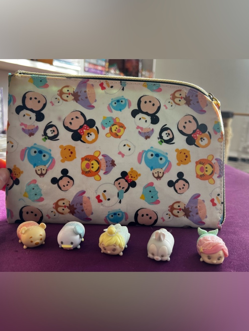 Tsum Tsum makeup bag with five Tsums tsums